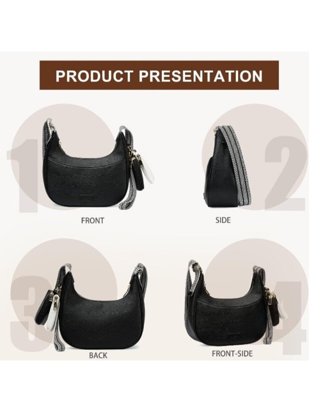 〽️Women's Black Wristlet Phone Mini Purse Small Vegan Leather Crossbody Bags - Picture 5 of 6